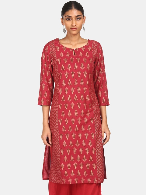 

Karigari Women Red Ethnic Motifs Printed Flared Sleeves Kurta