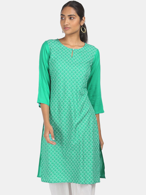 

Karigari Women Green Ethnic Motifs Printed Kurta