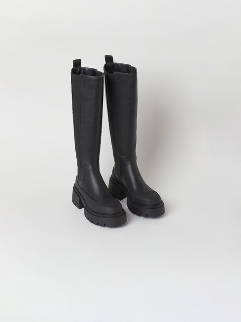 

H&M Women Black Solid High-Shaft Boots