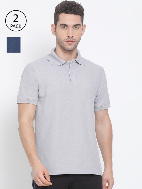 

LUX NITRO Men Pack of 2 Polo Collar T-shirts, Grey melange