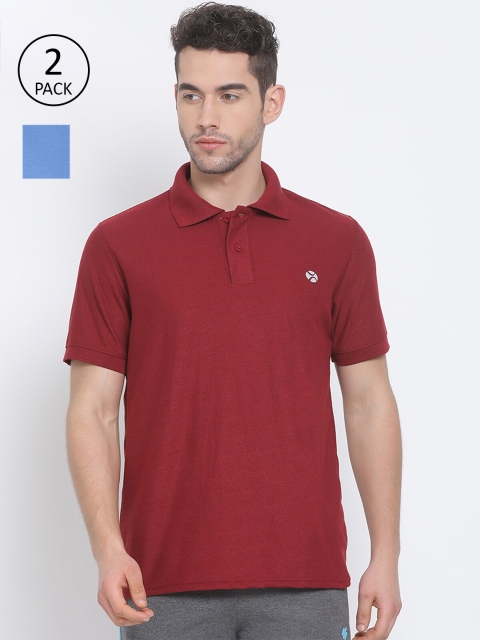 

LUX NITRO Men Pack Of 2 Pure Cotton T-shirts, Maroon