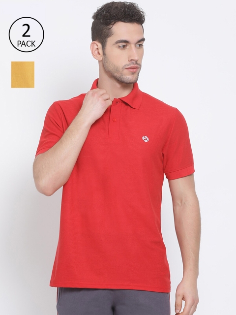 

LUX NITRO Men Pack of 2 Polo Collar T-shirts, Mustard