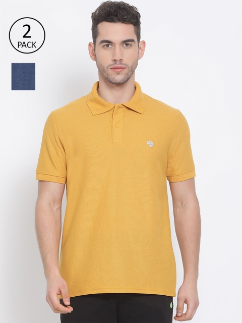 

LUX NITRO Men Pack of 2 Polo Collar T-shirts, Mustard