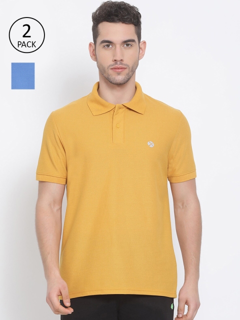 

LUX NITRO Men Pack Of 2 Pure Cotton T-shirts, Mustard