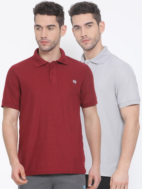 

LUX NITRO Men Pack of 2 Polo Collar T-shirts, Maroon