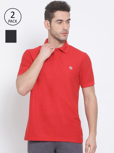 

LUX NITRO Men Pack of 2 Polo Collar T-shirts, Red