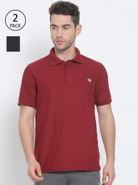 

LUX NITRO Men Pack Of 2 Pure Cotton T-shirts, Maroon