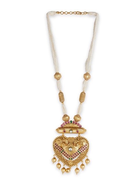 

ASMITTA JEWELLERY Gold-Plated & Gold Toned Studded & Pearls Beaded Jewellery Set