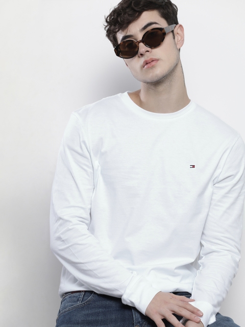 

Tommy Hilfiger Men White Solid Pure Cotton T-shirt