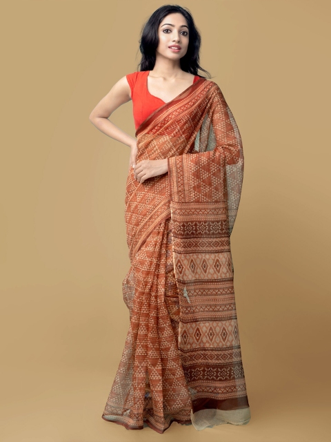 

Unnati Silks Red & Beige Printed Pure Cotton Kota Saree