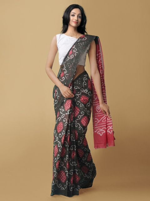 

Unnati Silks Black & Red Bandhani Pure Cotton Bandhani Saree