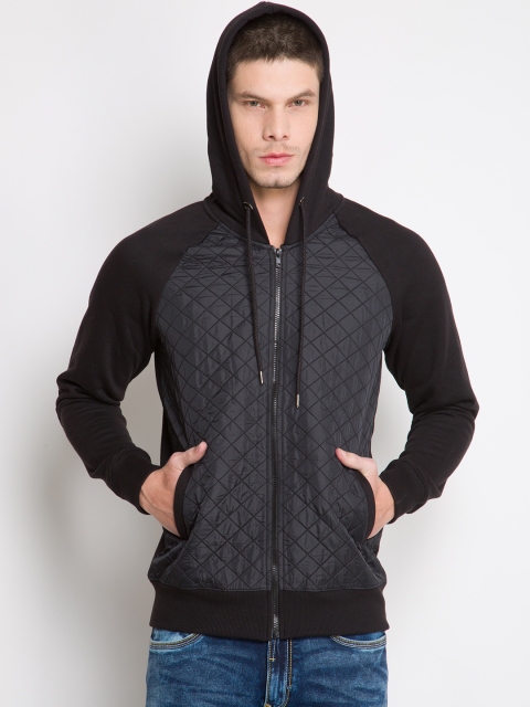 

LOCOMOTIVE Black Hooded Sweatshirt with Quilted Detail
