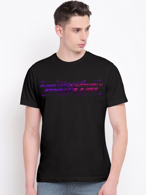 

THREADCURRY Men Black Typography Printed T-shirt
