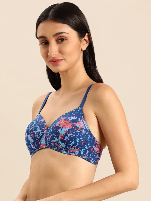 

Wacoal Blue Essential Print Abstract Printed Lightly Padded Bra All Day Comfort