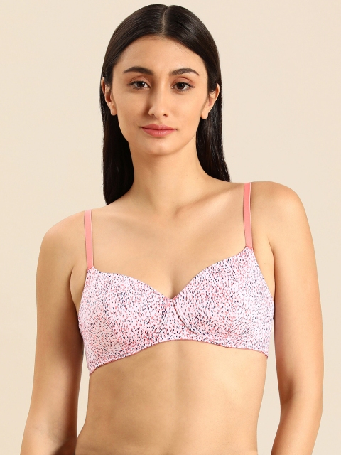

Wacoal White & Pink Essential Print Abstract Lightly Padded Bra All Day Comfort