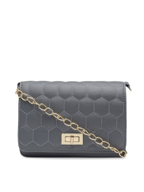

STRAP IT Grey Textured PU Structured Sling Bag