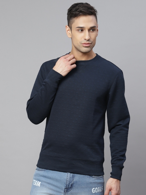 

Marks & Spencer Men Navy Blue Checked Sweatshirt
