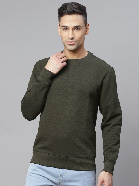 

Marks & Spencer Men Olive Green Checked Sweatshirt