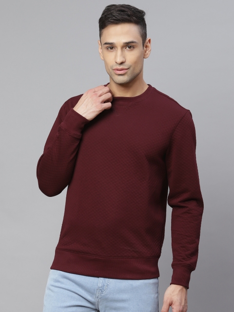 

Marks & Spencer Men Burgundy Checked Sweatshirt