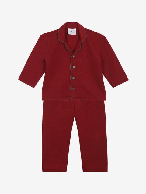 

Little Musketeer Boys Red Solid Shirt & Pyjama