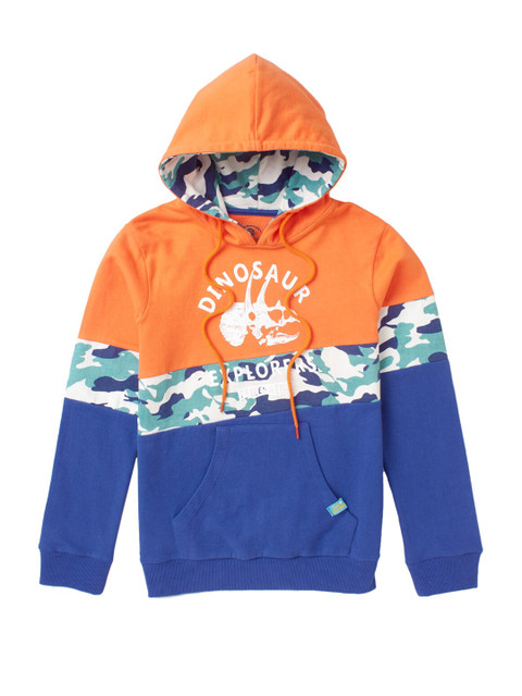 

Cub McPaws Boys Orange Colourblocked Hooded Sweatshirt