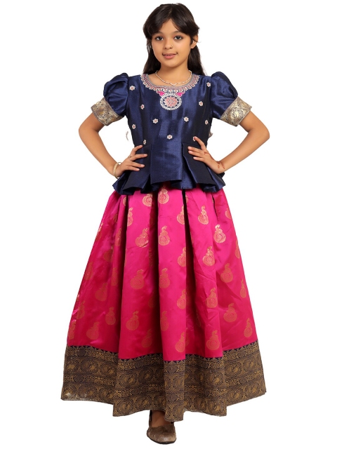 

Ishin Women Navy Blue Ethnic Motifs Maxi Dress