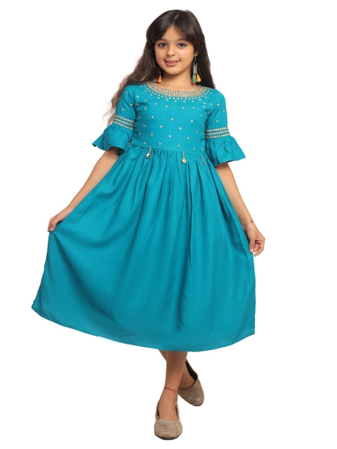 

Ishin Kids Girls Blue Midi Dress