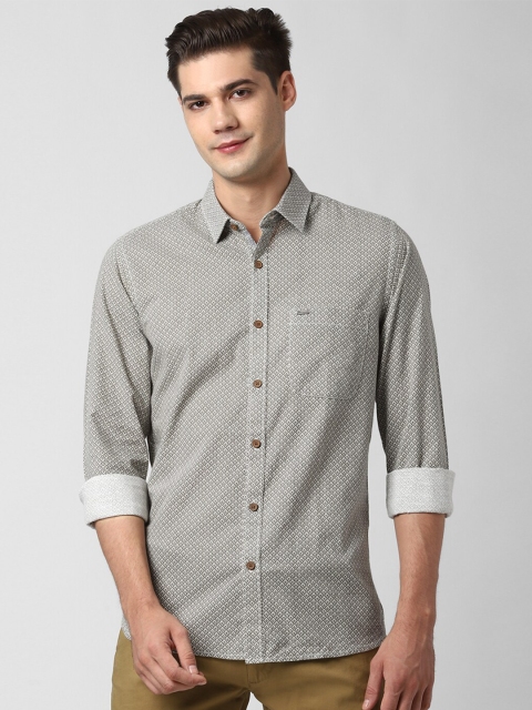 

Peter England Casuals Men Grey Self Design Regular Fit Casual Shirt