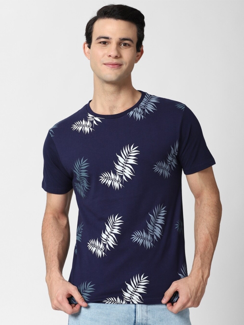 

Peter England Casuals Men Navy Blue Floral Printed Slim Fit T-shirt