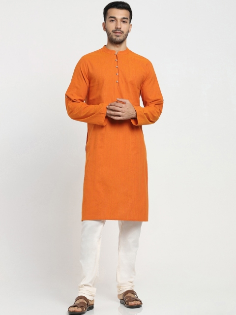 

Bewakoof Men Orange Thread Work Kurta