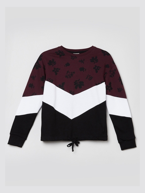 

max Girls Burgundy Colourblocked Sweatshirt