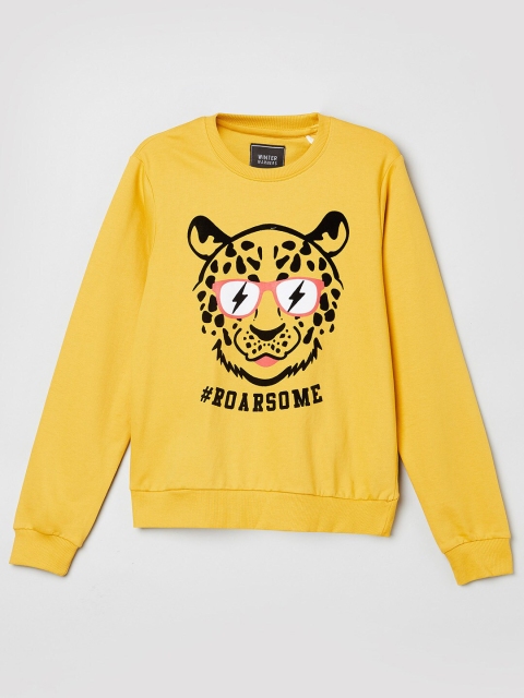 

max Boys Yellow Printed Round Neck Sweatshirt