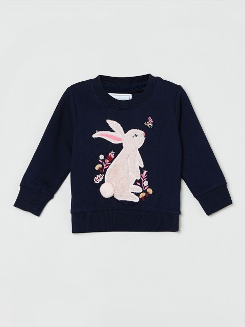 

max Girls Navy Blue Printed Sweatshirt