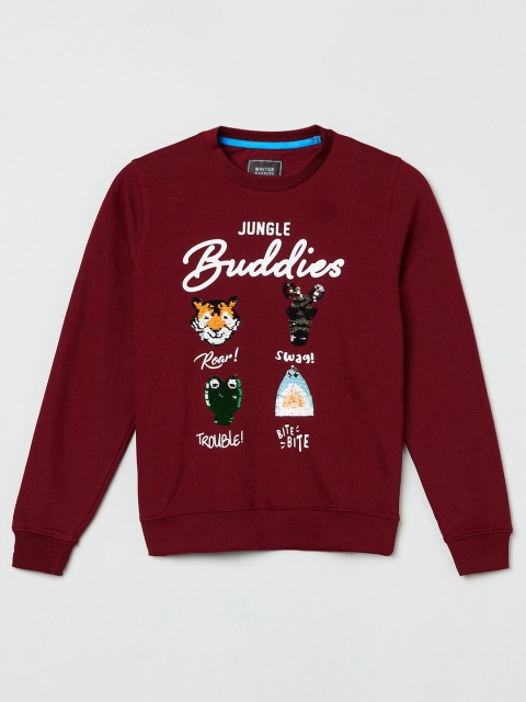 

max Boys Maroon Printed Sweatshirt