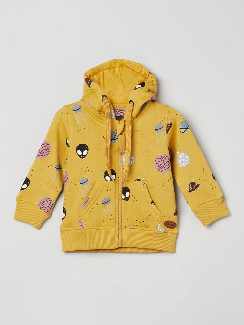 

max Boys Yellow Printed Hooded Sweatshirt