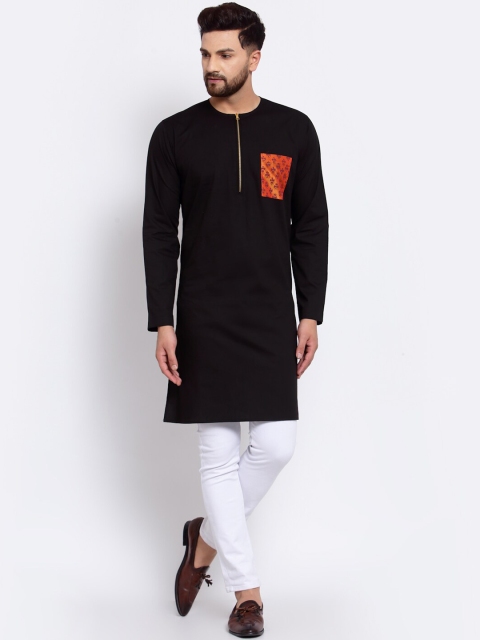 

Zotw Men Black Straight Kurta