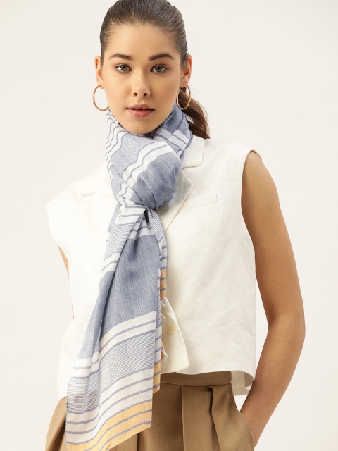 

DressBerry Women White & Blue Striped Stole