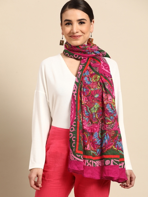 

Anouk Women Magenta & Green Printed Scarf