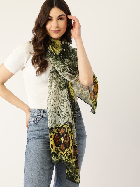 

DressBerry Women White & Yellow Printed Stole