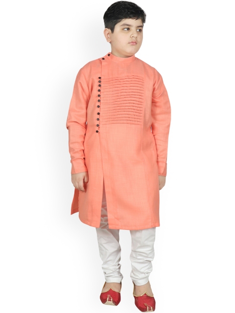 

SG YUVRAJ Boys Peach-Coloured Angrakha Kurta with Churidar