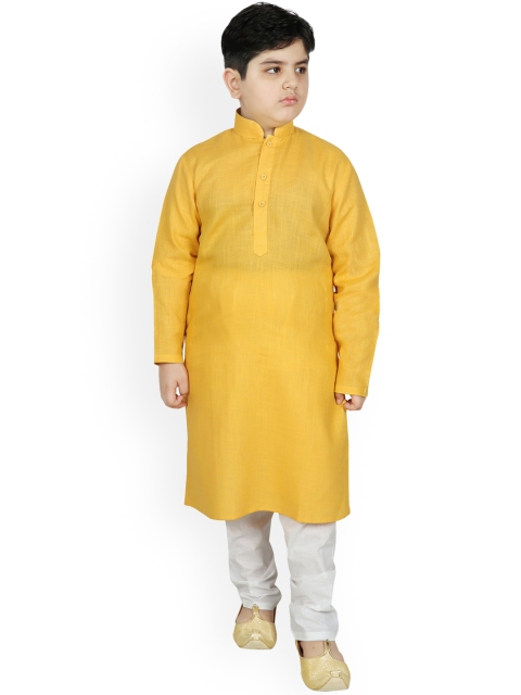 

SG YUVRAJ Boys Yellow Regular Kurta with Pyjamas