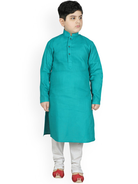 

SG YUVRAJ Boys Teal & White Regular Kurta with Churidar