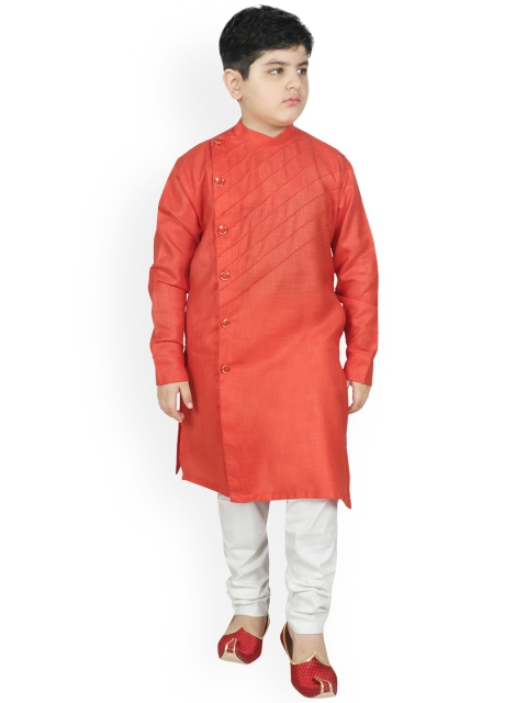 SG YUVRAJ Boys Coral Angrakha Kurta with Churidar