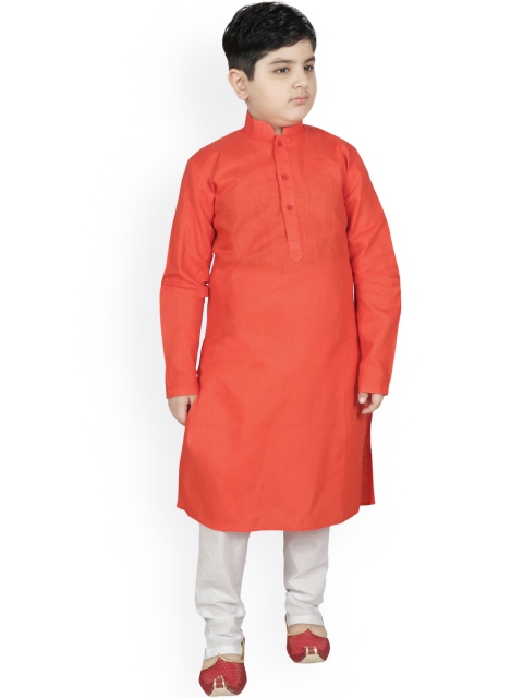 

SG YUVRAJ Boys Orange Regular Kurta with Churidar
