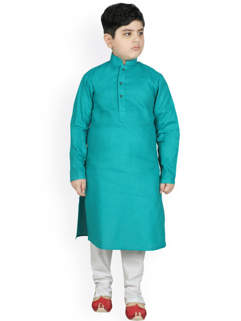 

SG YUVRAJ Boys Teal Regular Kurta with Pyjamas
