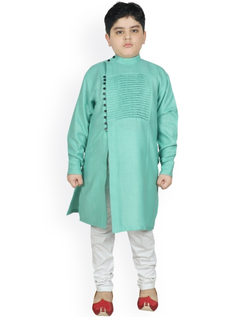 

SG YUVRAJ Boys Green Pleated Kurta with Pyjamas