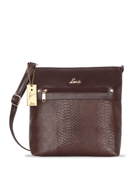 

Lavie Coffee Brown Animal Textured Structured Sling Bag