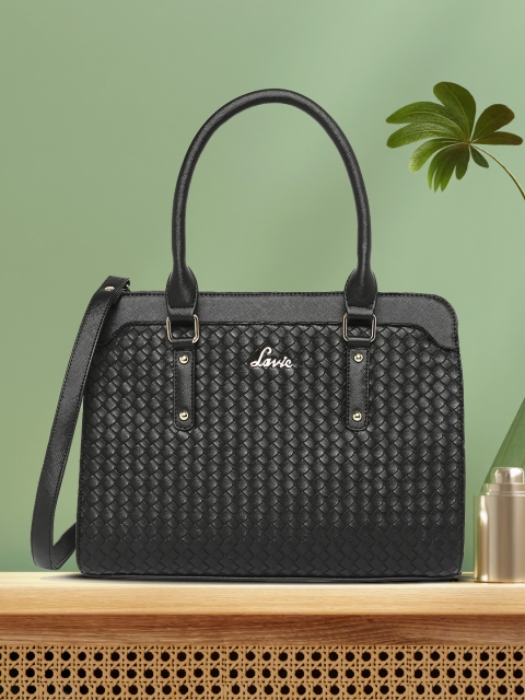 

Lavie Black Textured Structured Handheld Bag with Quilted