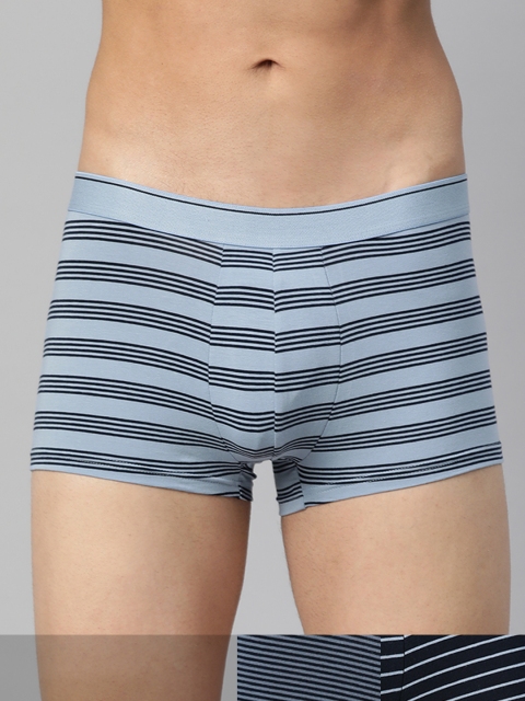 

Marks & Spencer Men Pack of 3 Striped Basic Briefs, Blue