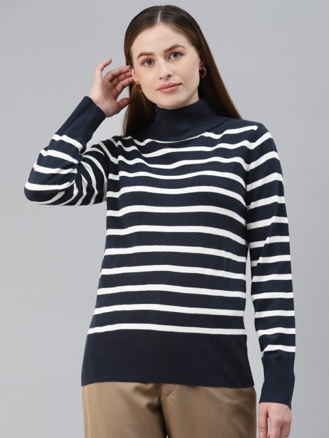 

Marks & Spencer Women Navy Blue & White Striped Pullover